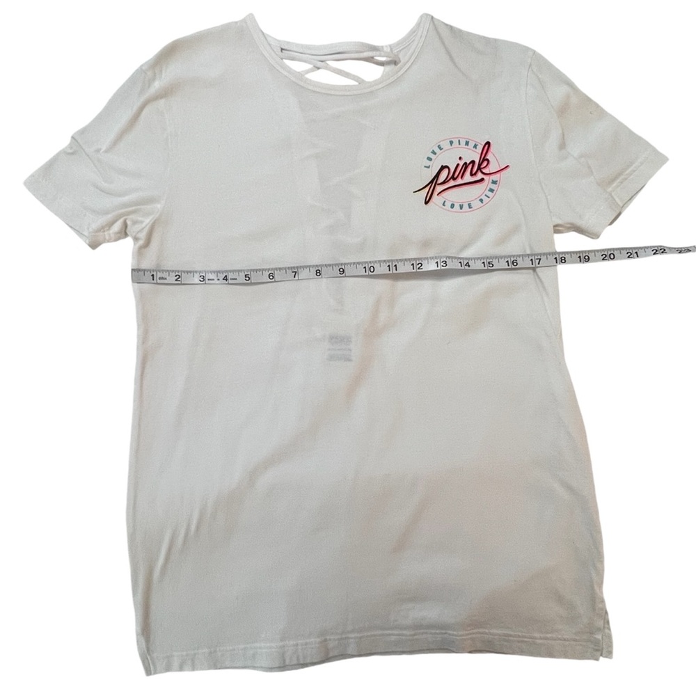 NWOT White Victoria Secret Pink XS Short Sleeve Top With Back Lacing - Picture 4 of 9